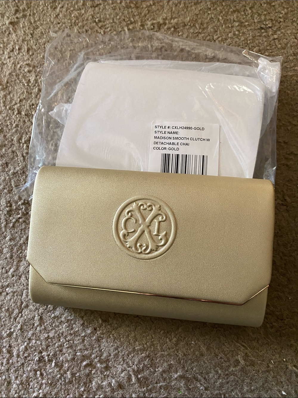Christian Lacroix Gold Embossed Logo Envelope Clutch